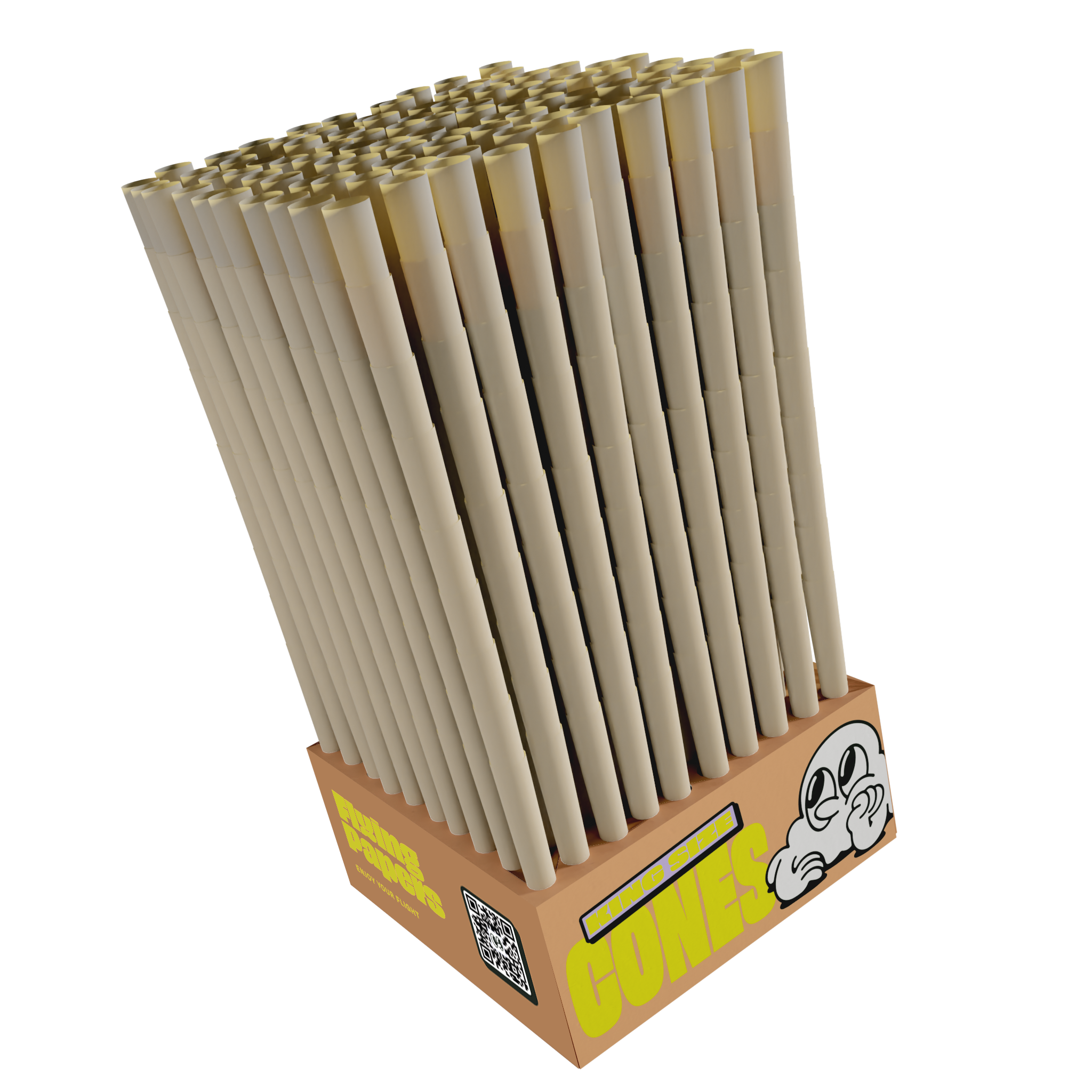 flying papers king size brown pre rolled cones (1000 pack bulk box) Massive stack of unbleached natural brown cones with integrated filter tips.