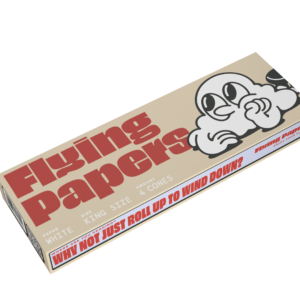 A 4-pack of Flying Papers King Size White pre-rolled cones in protective packaging.